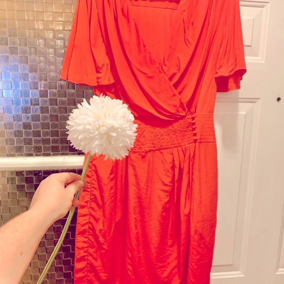 BCBGmaxazria saffron silk pleated wrap dress - Picture 1 of 8